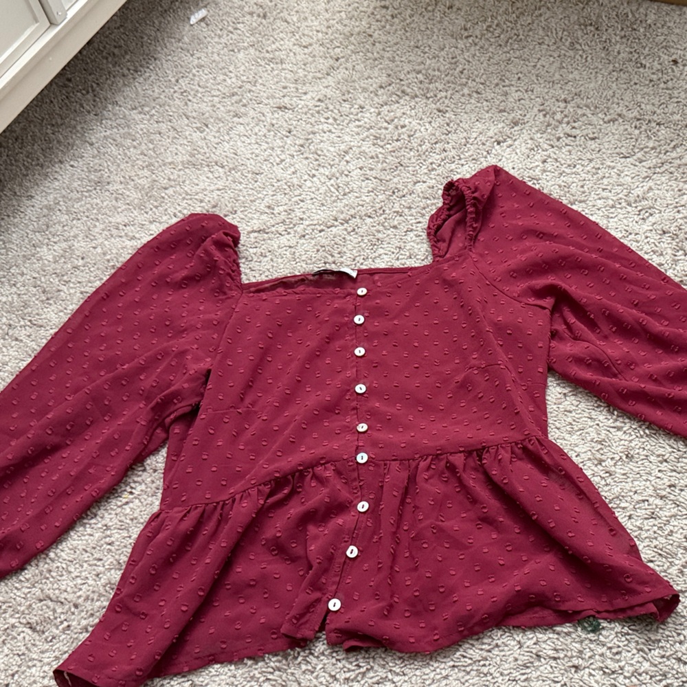 JDY Burgundy Textured Blouse